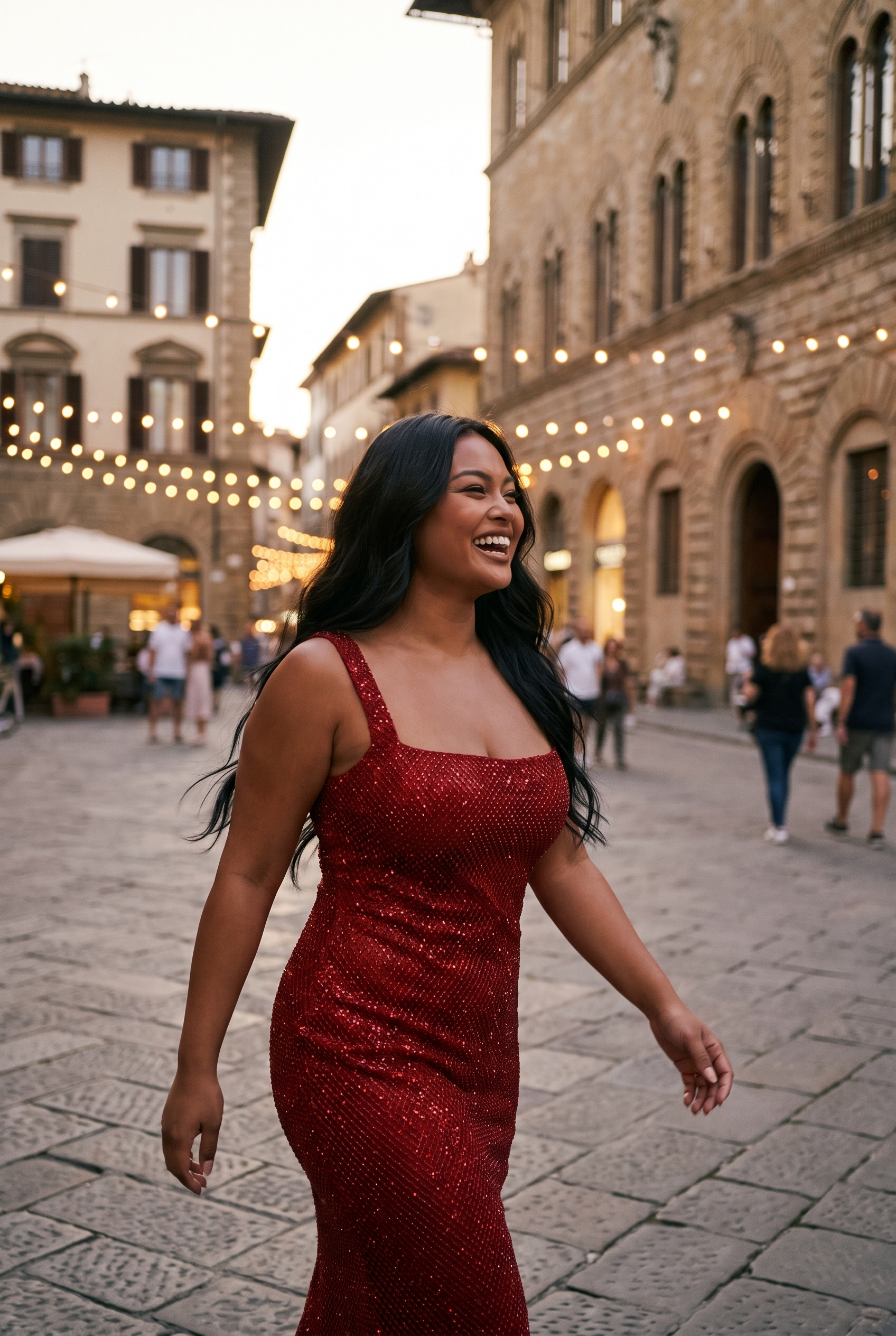 Burgundy Rhinestone Mesh Maxi Dress with Fishtail Hem - Lifestyle